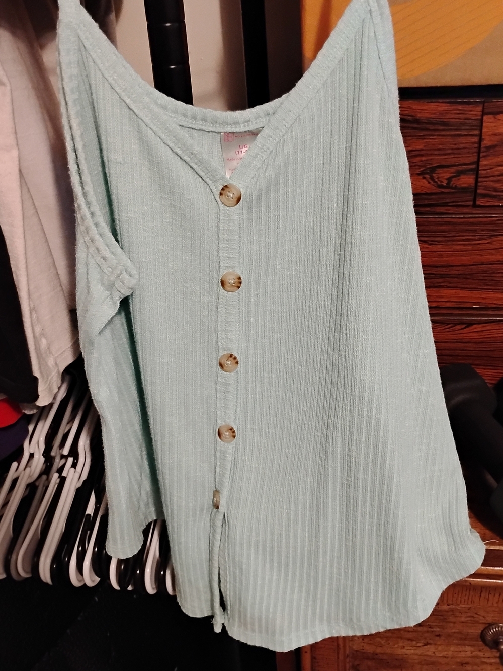 No Boundaries Teal Spaghetti Strap Top Lg 11/13
